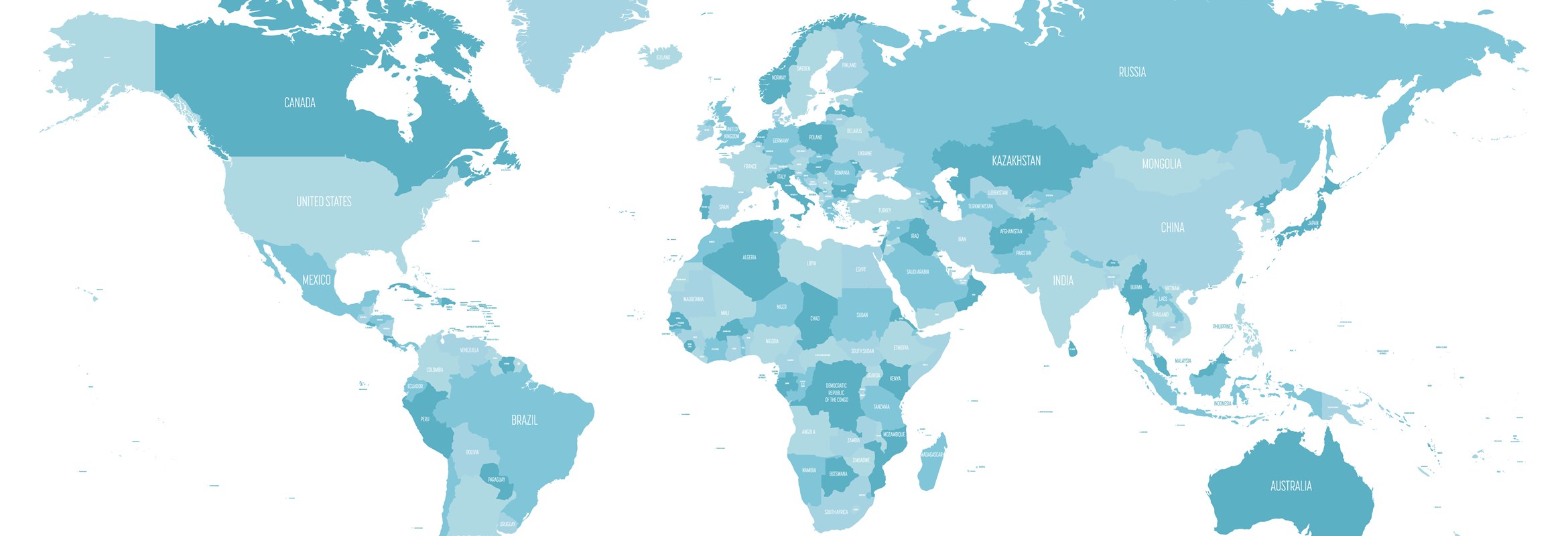 Weltkarte in Blauen Farben